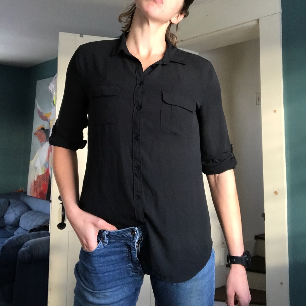 Black long sleeve button down blouse